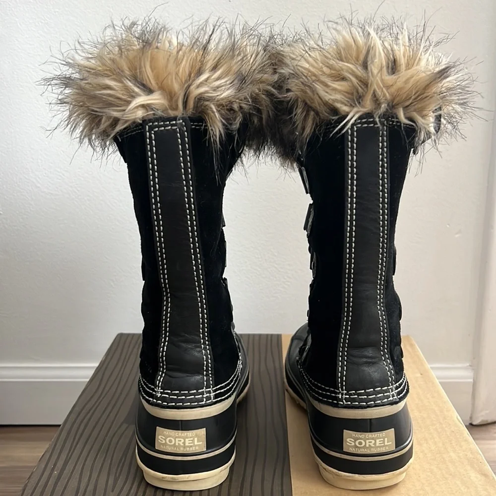 Sorel Joan of Arctic Black Winter Boots Faux Fur
